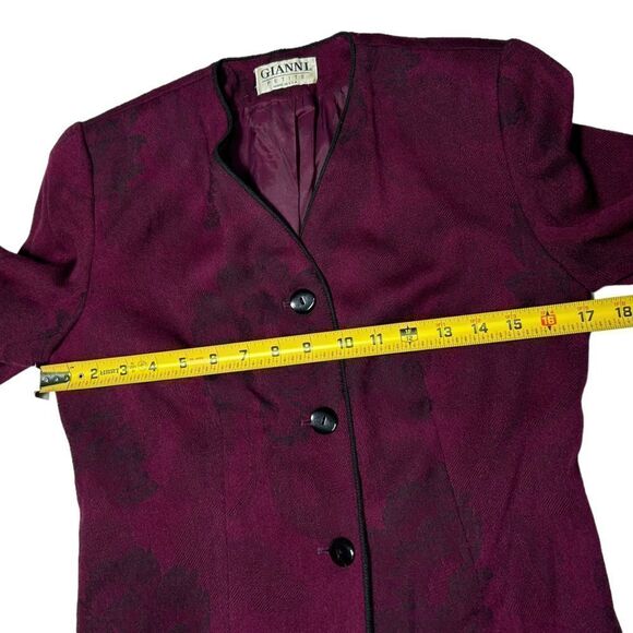 Vintage GIANNI Petite Wool Blend Floral Purple Blazer Mini Skirt Suit Set Flower - Picture 11 of 16